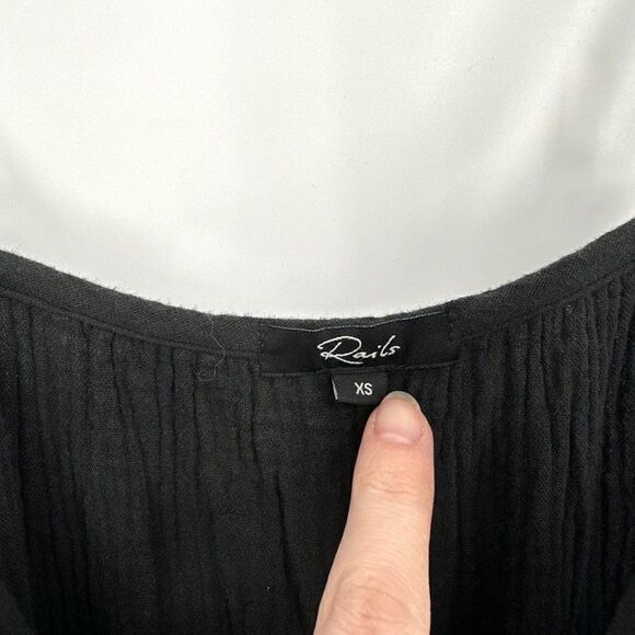 Rails Trucker Sleeveless Jumpsuit V-Neck Cotton Gauze Relaxed Black Women's XS - Picture 8 of 8